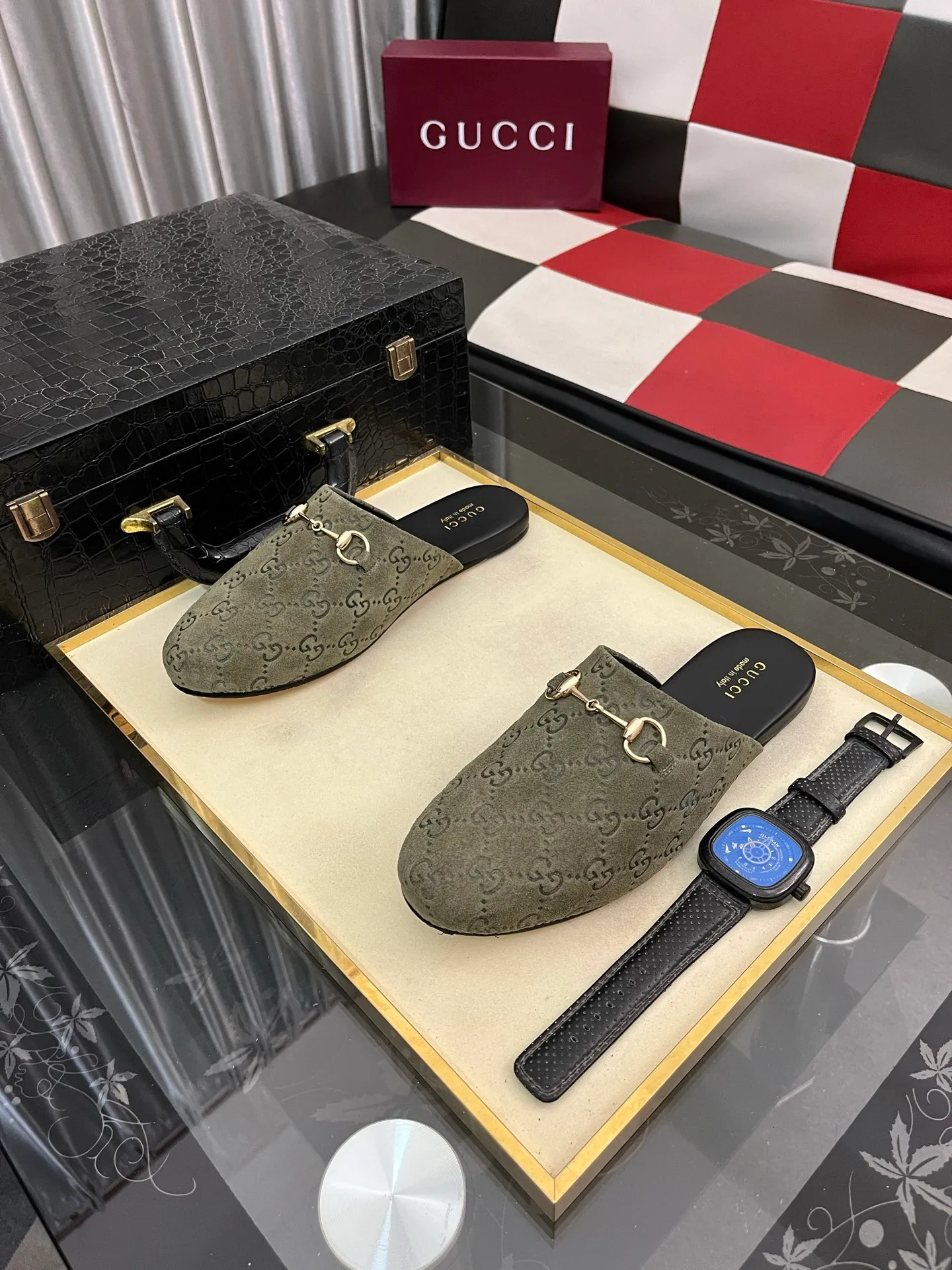 Men's shoes 💰480⌚️⌚️[Gucci] 2024 new season half-slip men's shoes, made of Italian imported first-layer frosted cowhide➕sheepskin lining, original hardware buckle, original combination wear-resistant outsole, real shot 🎬 Very comfortable on the feet, size 36-44